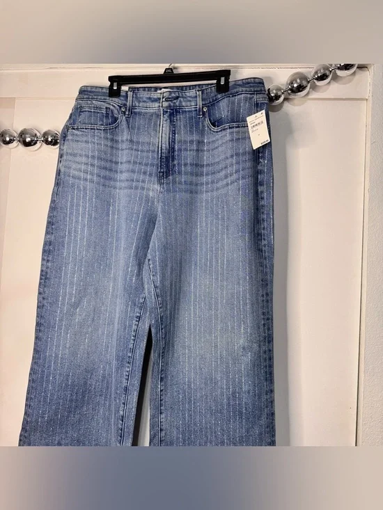 Good American Good Ease Rhinestone Relaxed Jeans Wide Leg NEW - Picture 8 of 13